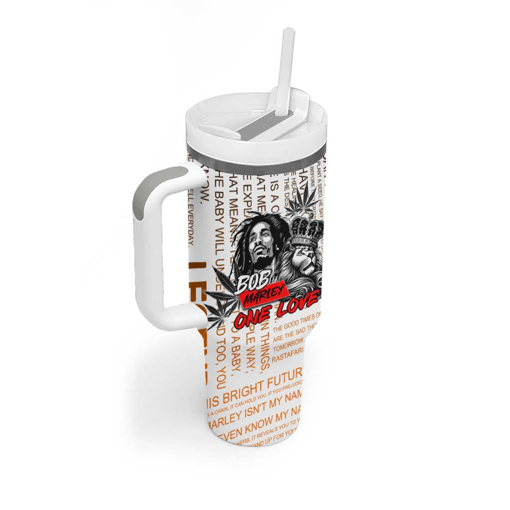 King of Reggae Legend Bob Tumbler With Handle Lion Rastafari Cannabis Typography Style