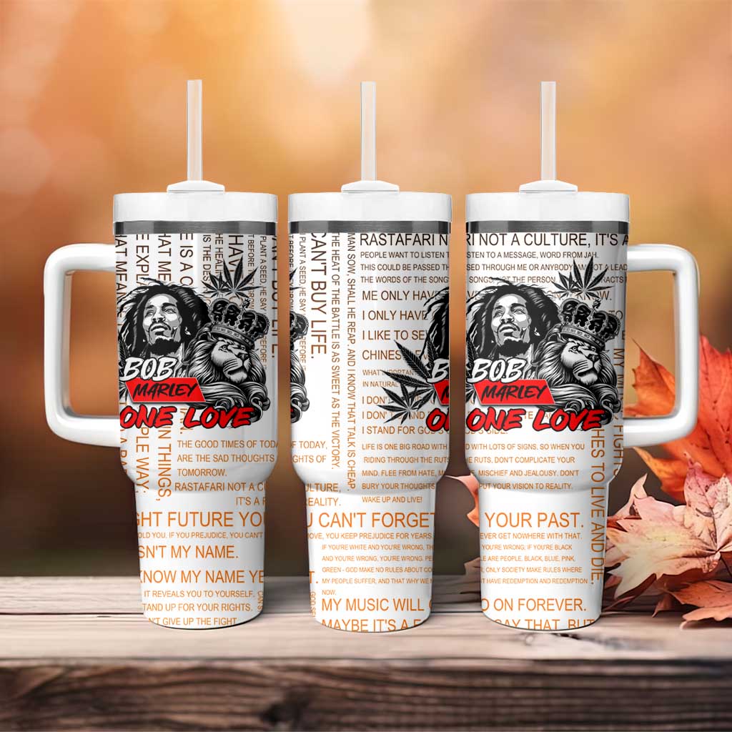 King of Reggae Legend Bob Tumbler With Handle Lion Rastafari Cannabis Typography Style