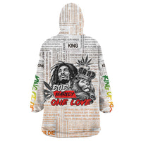 King of Reggae Legend Bob Wearable Blanket Hoodie Lion Rastafari Cannabis Typography Style