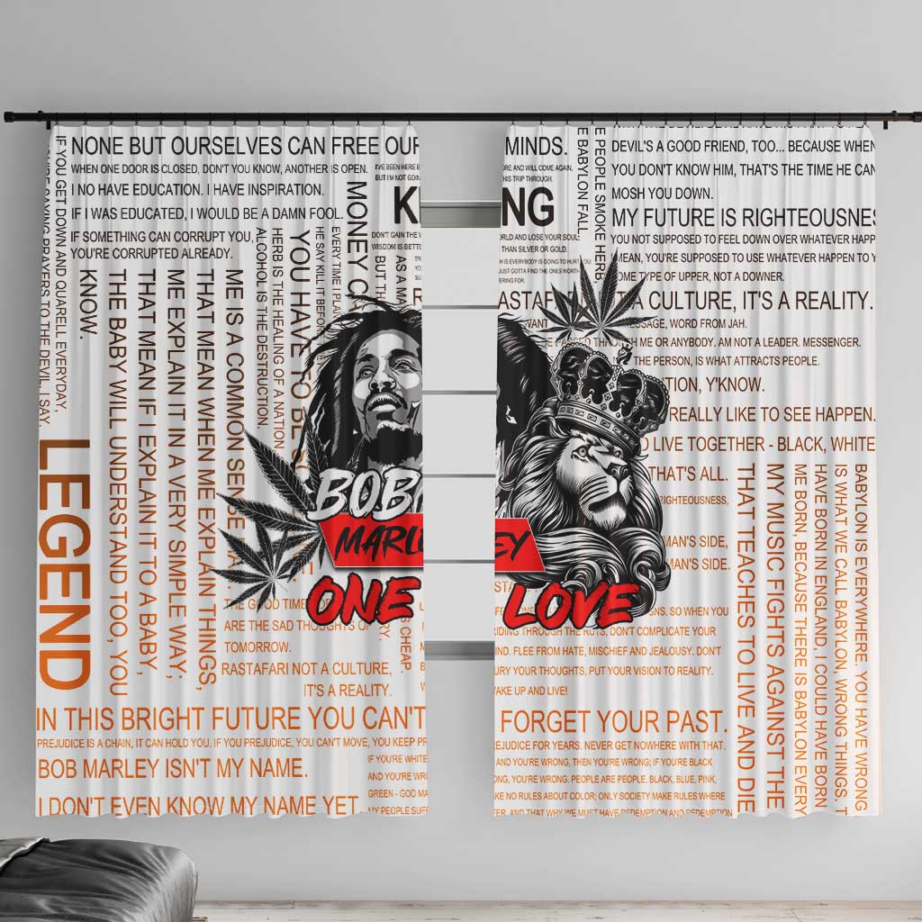 King of Reggae Legend Bob Window Curtain Lion Rastafari Cannabis Typography Style