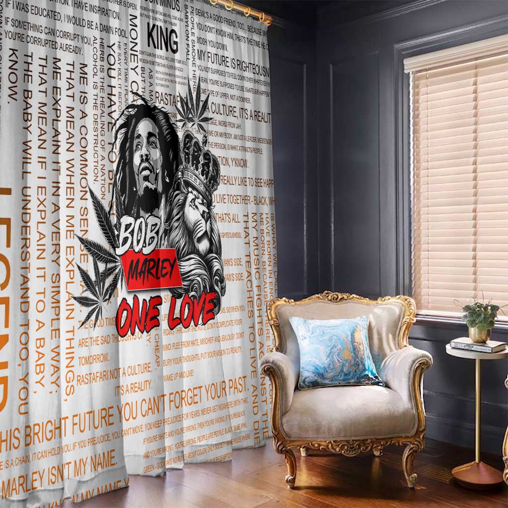King of Reggae Legend Bob Window Curtain Lion Rastafari Cannabis Typography Style