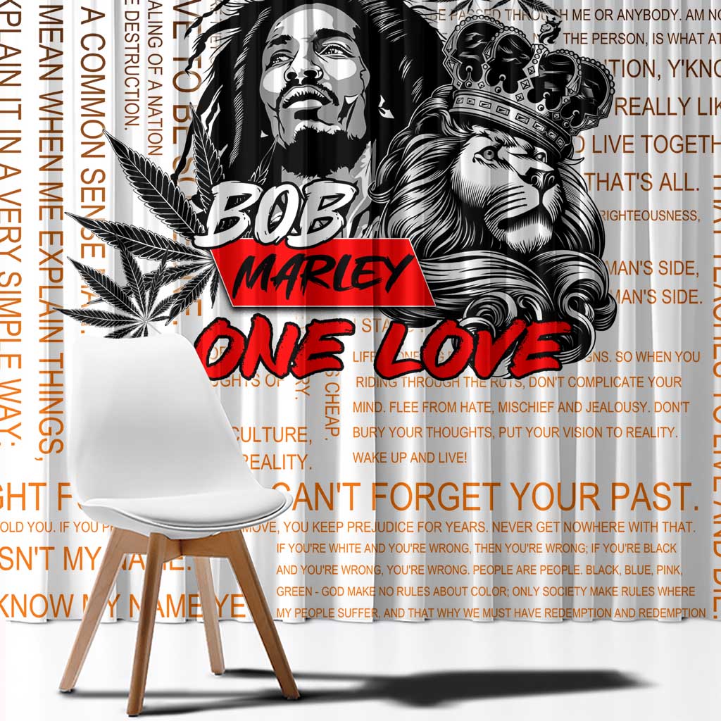 King of Reggae Legend Bob Window Curtain Lion Rastafari Cannabis Typography Style