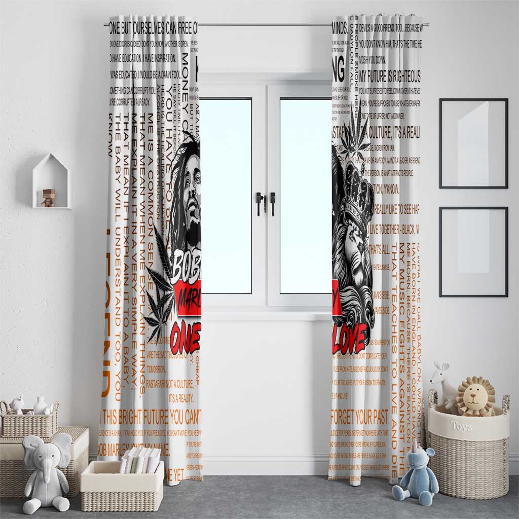 King of Reggae Legend Bob Window Curtain Lion Rastafari Cannabis Typography Style