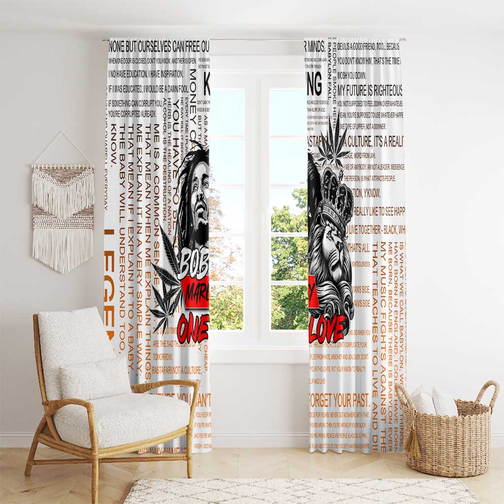 King of Reggae Legend Bob Window Curtain Lion Rastafari Cannabis Typography Style
