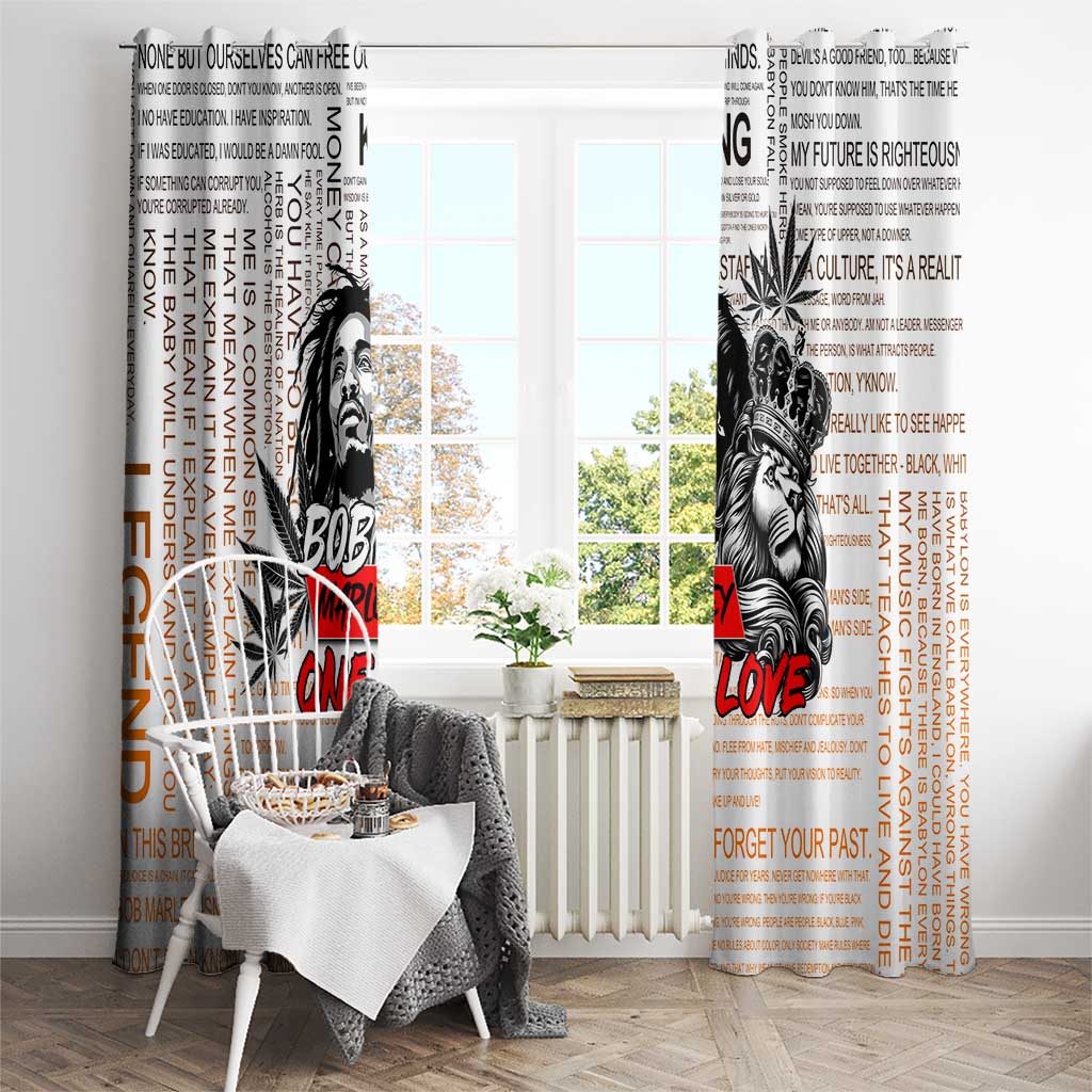 King of Reggae Legend Bob Window Curtain Lion Rastafari Cannabis Typography Style