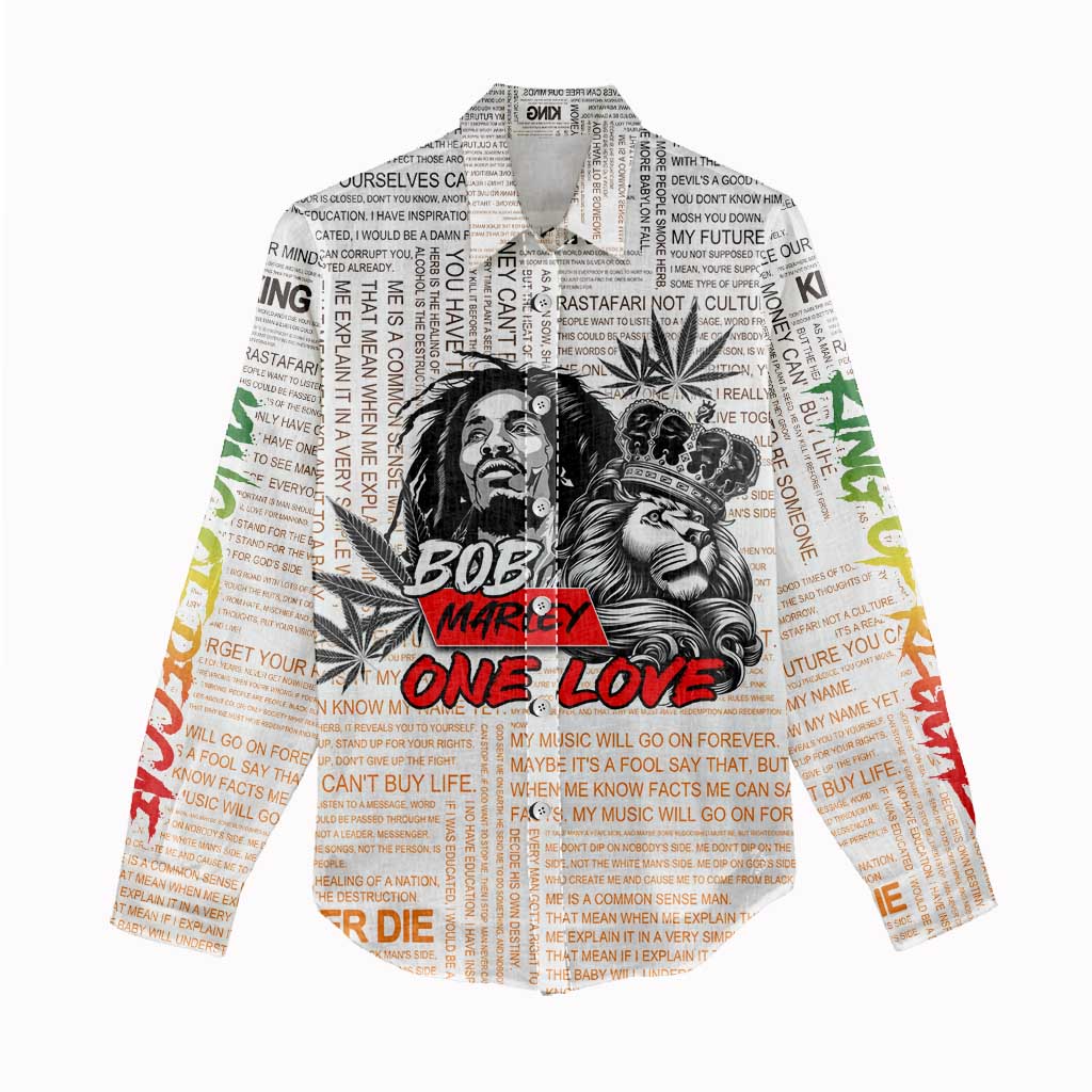 King of Reggae Legend Bob Women Casual Shirt Lion Rastafari Cannabis Typography Style
