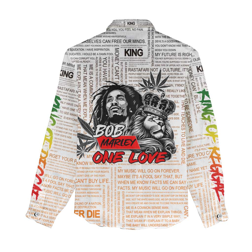 King of Reggae Legend Bob Women Casual Shirt Lion Rastafari Cannabis Typography Style