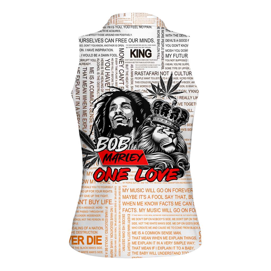 King of Reggae Legend Bob Women Sleeveless Polo Shirt Lion Rastafari Cannabis Typography Style