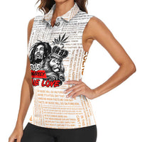 King of Reggae Legend Bob Women Sleeveless Polo Shirt Lion Rastafari Cannabis Typography Style