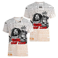 King of Reggae Legend Bob Women V-Neck T-Shirt Lion Rastafari Cannabis Typography Style