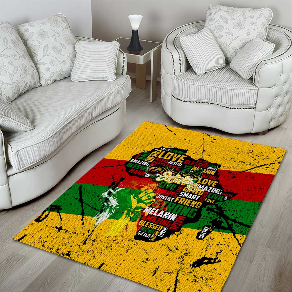 Black History Month Area Rug Strength Love and Justice Typography