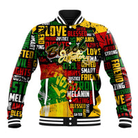 Black History Month Baseball Jacket Strength Love and Justice Typography