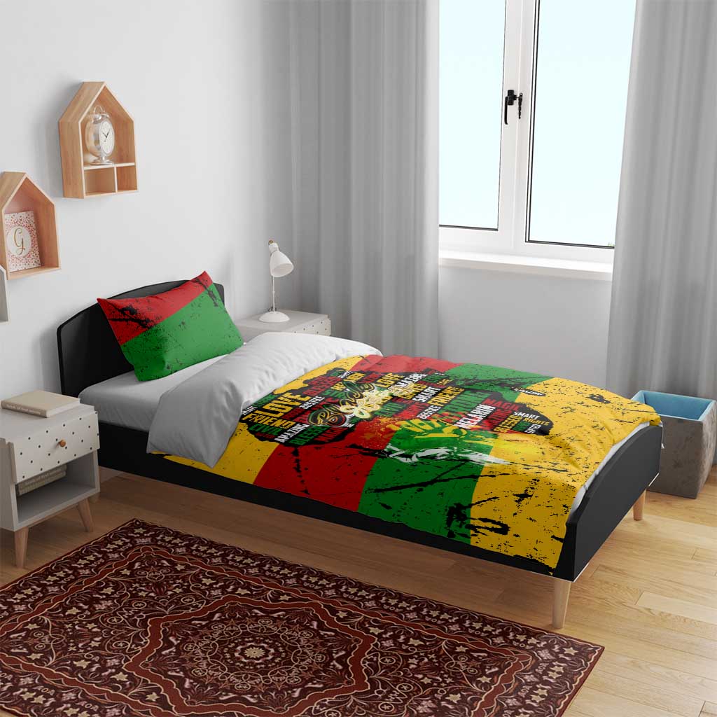 Black History Month Bedding Set Strength Love and Justice Typography