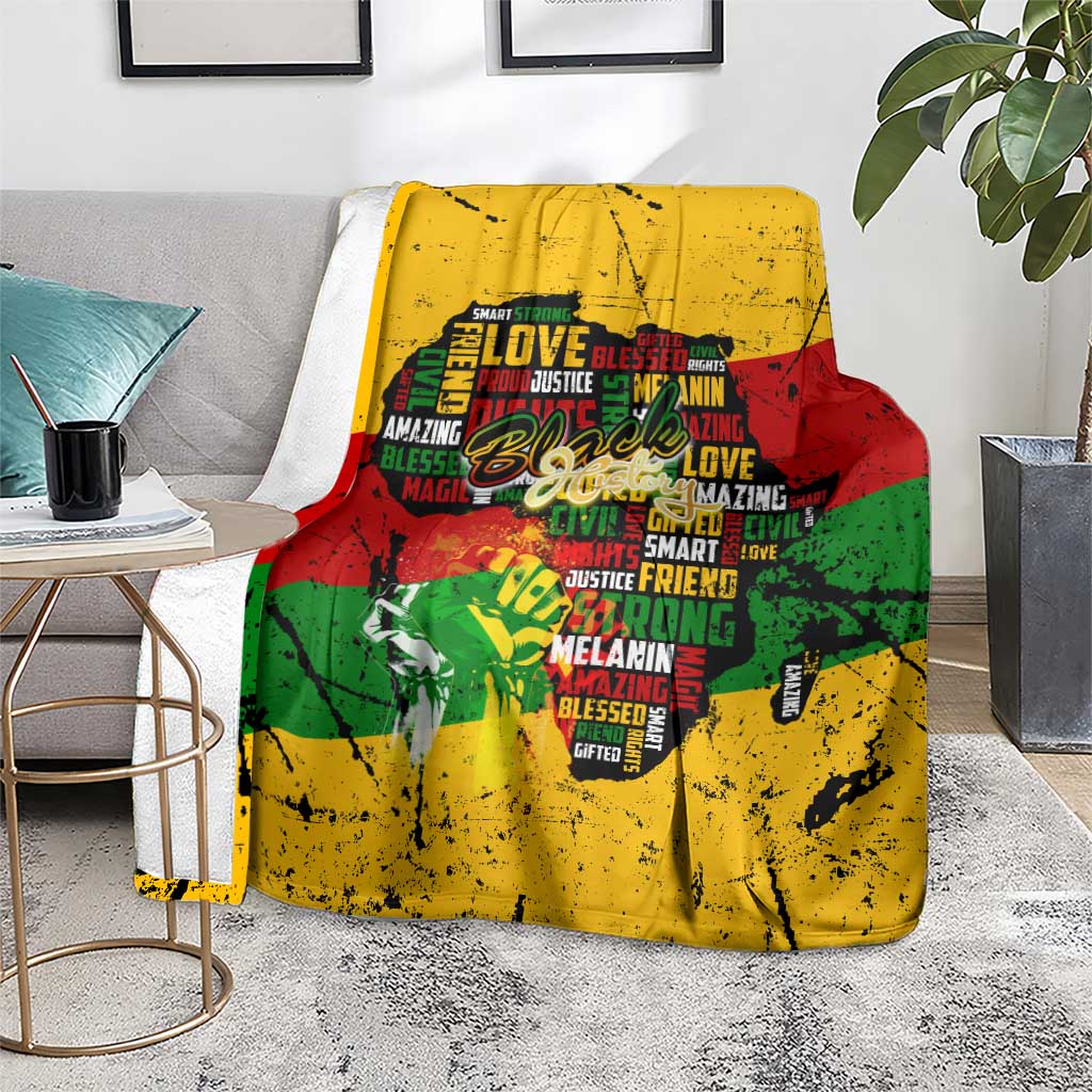 Black History Month Blanket Strength Love and Justice Typography