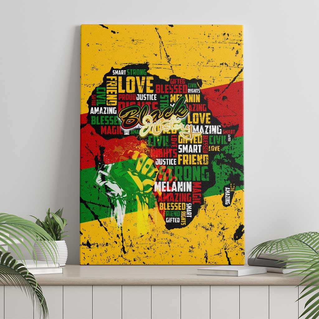 Black History Month Canvas Wall Art Strength Love and Justice Typography