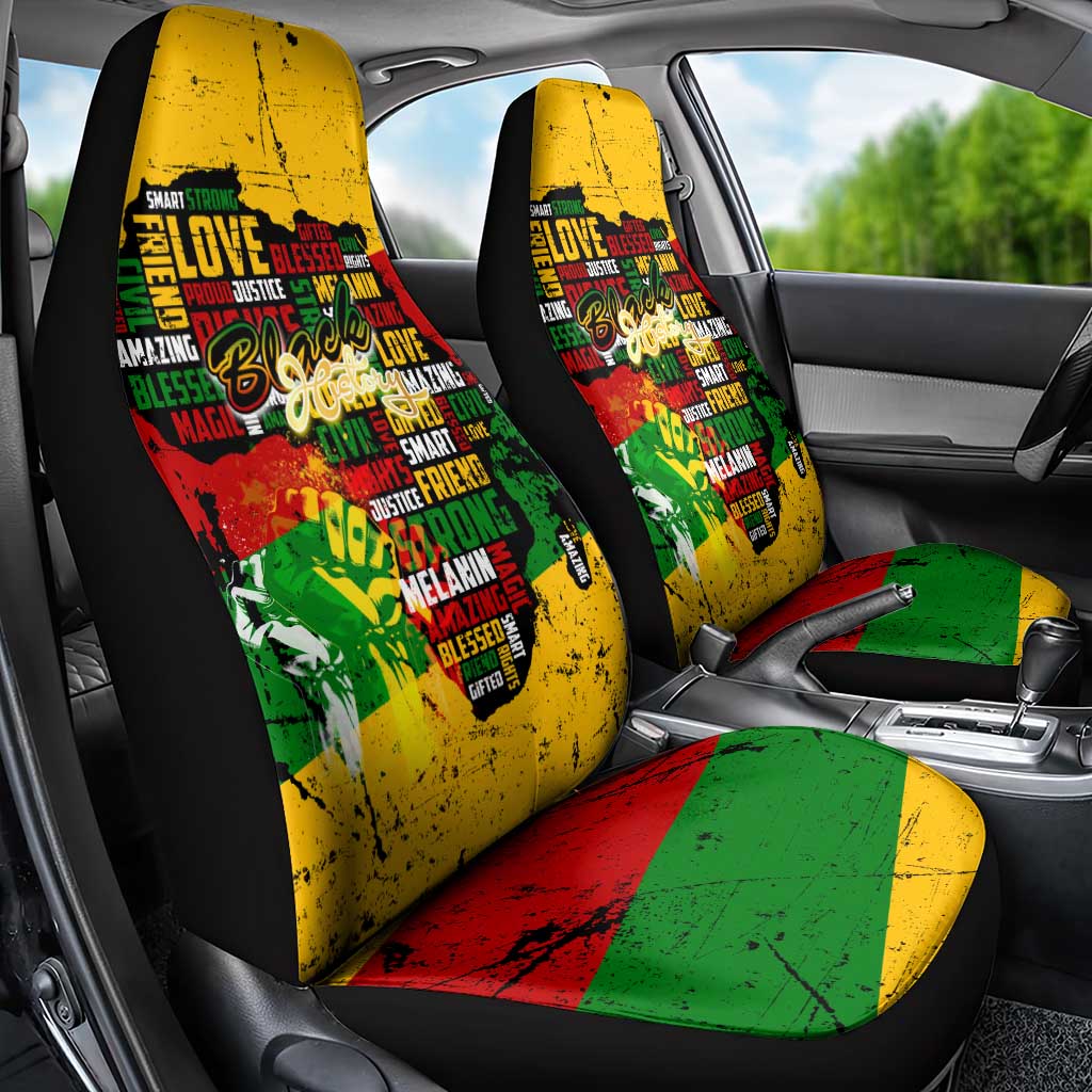 Black History Month Car Seat Cover Strength Love and Justice Typography