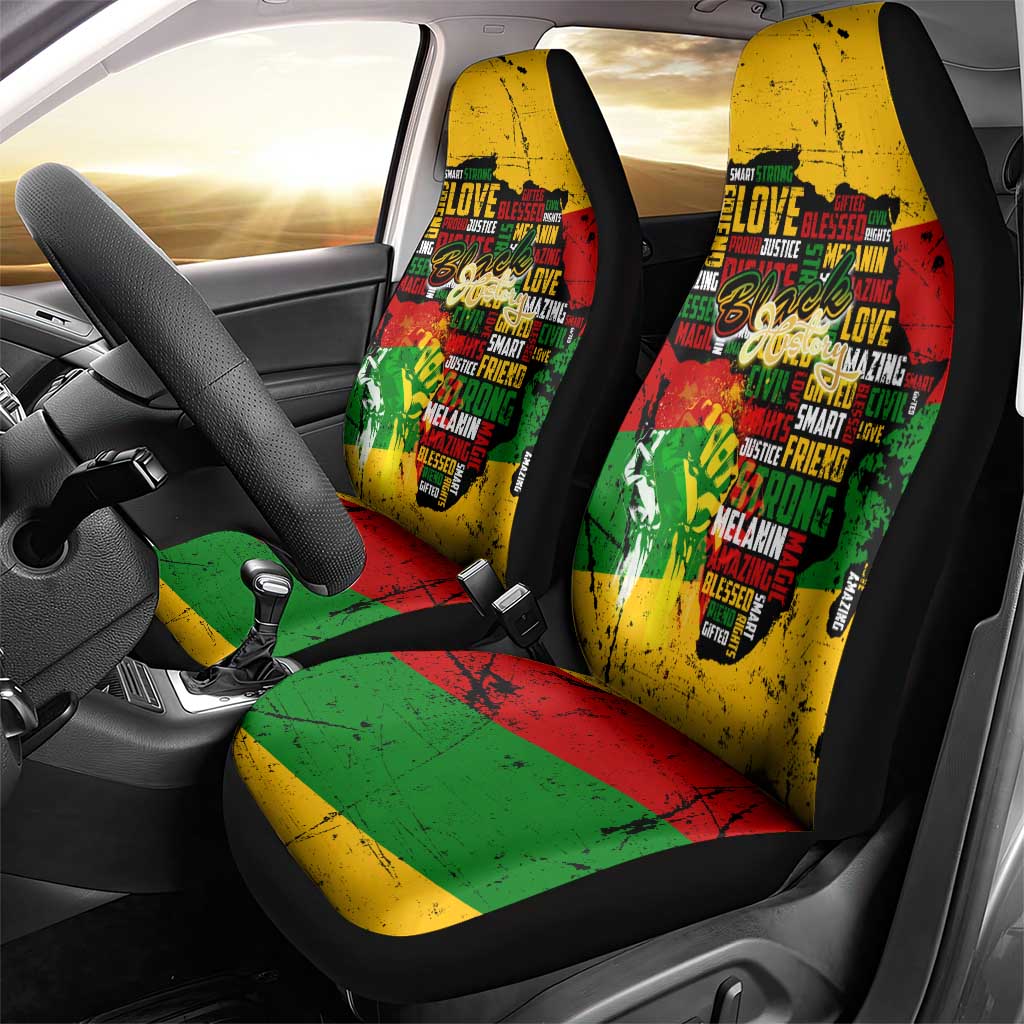 Black History Month Car Seat Cover Strength Love and Justice Typography