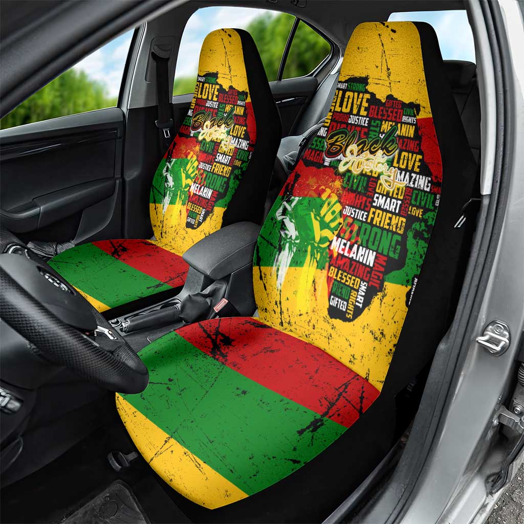 Black History Month Car Seat Cover Strength Love and Justice Typography