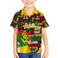 Black History Month Family Matching Off Shoulder Maxi Dress and Hawaiian Shirt Strength Love and Justice Typography