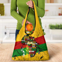 Black History Month Grocery Bag Strength Love and Justice Typography