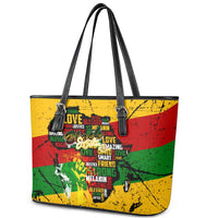 Black History Month Leather Tote Bag Strength Love and Justice Typography