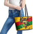 Black History Month Leather Tote Bag Strength Love and Justice Typography