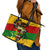 Black History Month Leather Tote Bag Strength Love and Justice Typography
