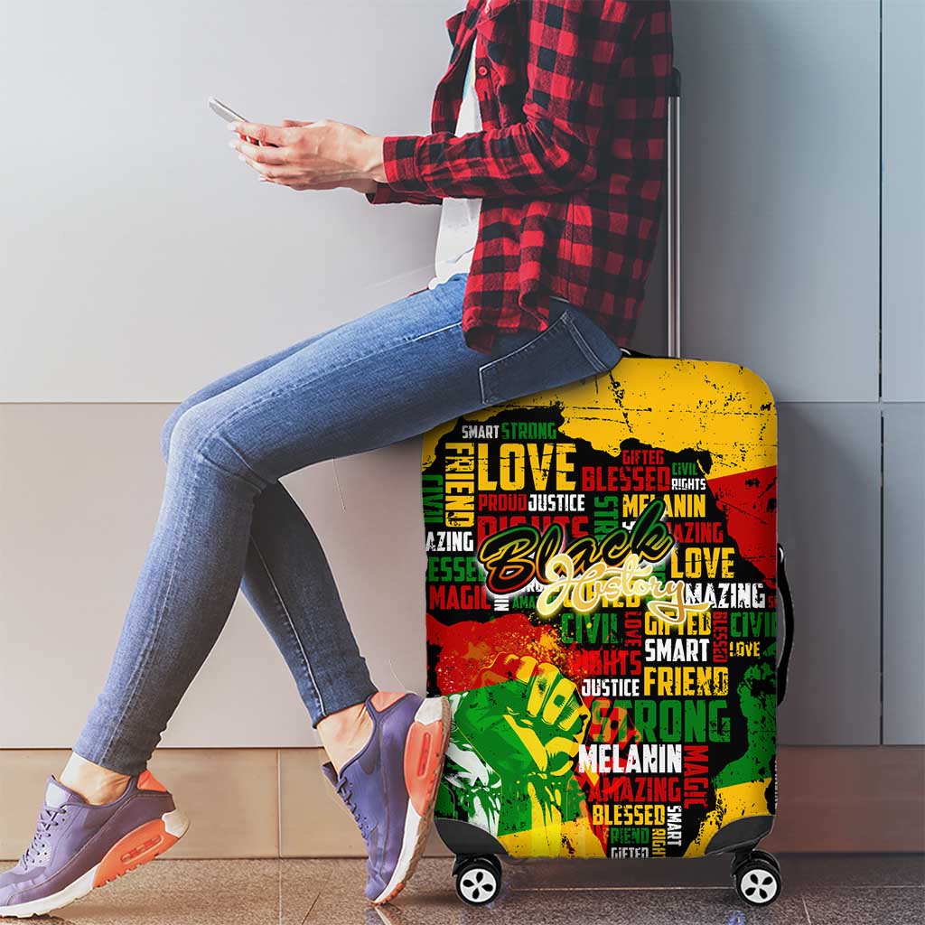 Black History Month Luggage Cover Strength Love and Justice Typography