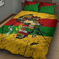 Black History Month Quilt Bed Set Strength Love and Justice Typography
