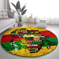Black History Month Round Carpet Strength Love and Justice Typography