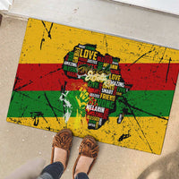 Black History Month Rubber Doormat Strength Love and Justice Typography