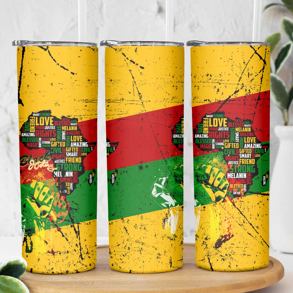 Black History Month Skinny Tumbler Strength Love and Justice Typography