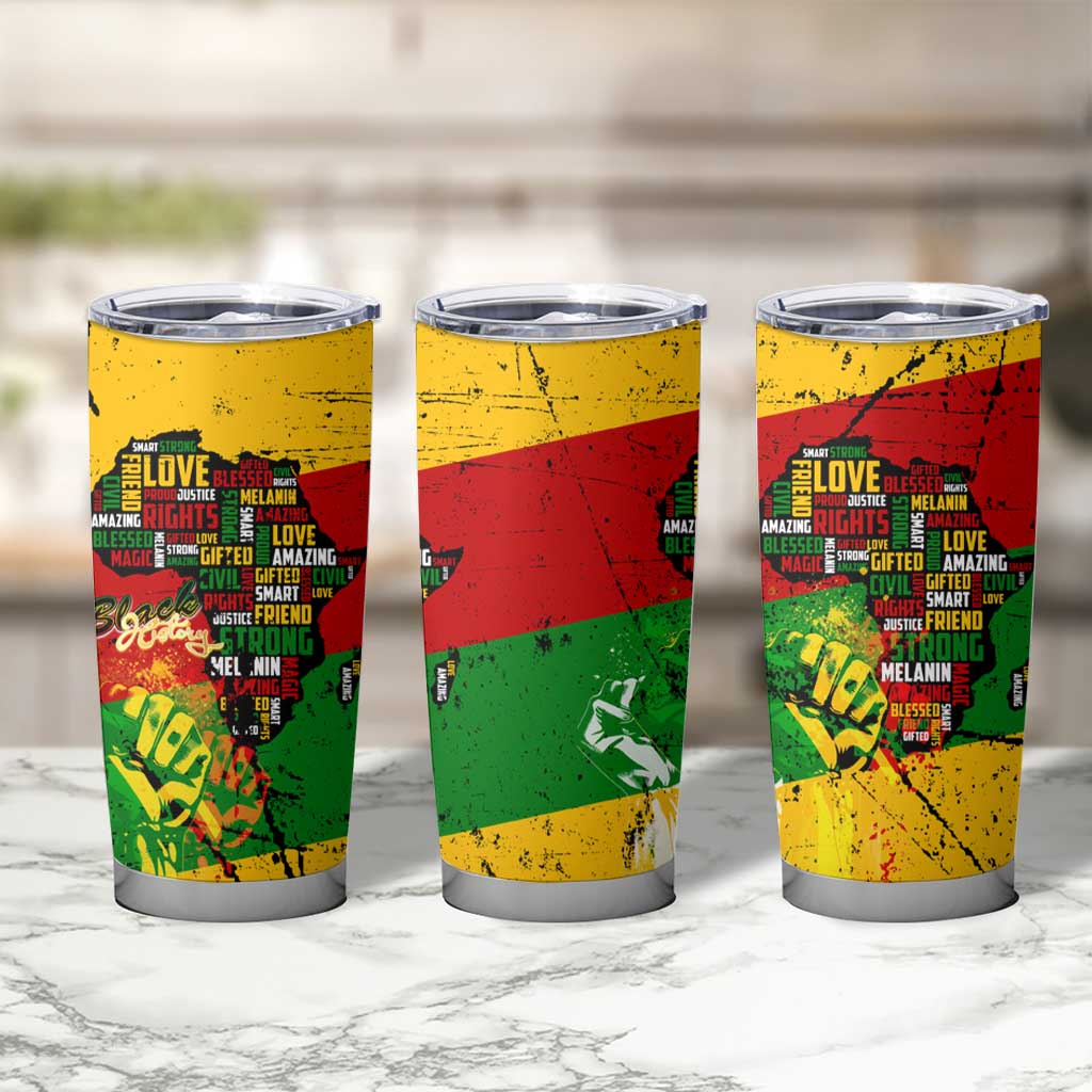 Black History Month Tumbler Cup Strength Love and Justice Typography