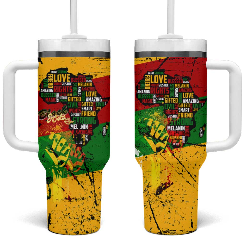 Black History Month Tumbler With Handle Strength Love and Justice Typography