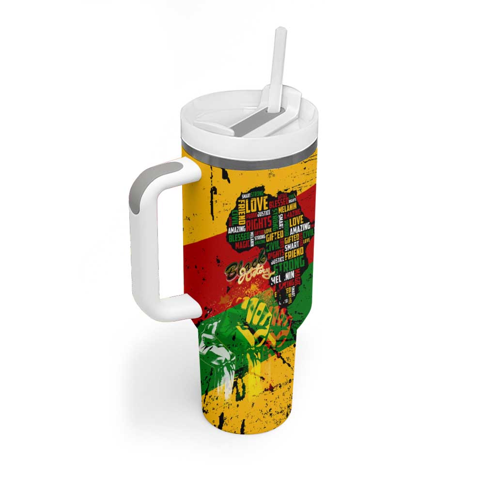 Black History Month Tumbler With Handle Strength Love and Justice Typography