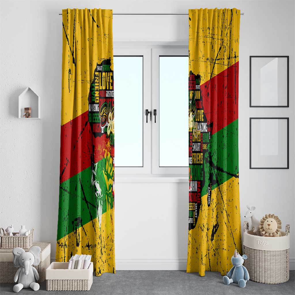 Black History Month Window Curtain Strength Love and Justice Typography