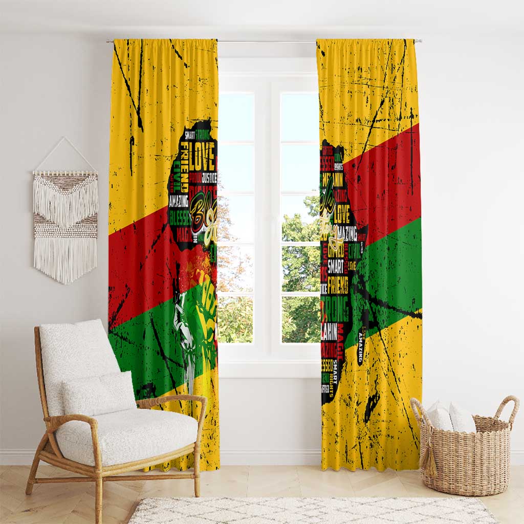 Black History Month Window Curtain Strength Love and Justice Typography