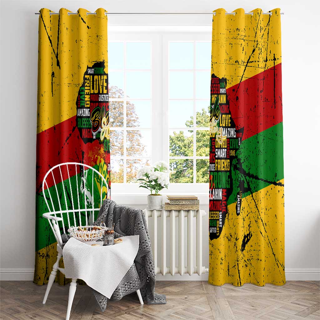 Black History Month Window Curtain Strength Love and Justice Typography