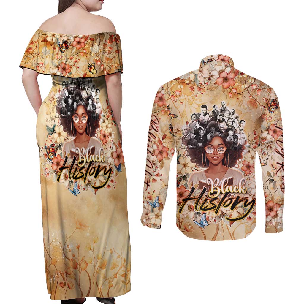 Black History My Roots Couples Matching Off Shoulder Maxi Dress and Long Sleeve Button Shirt Civil Rights Leaders African Women