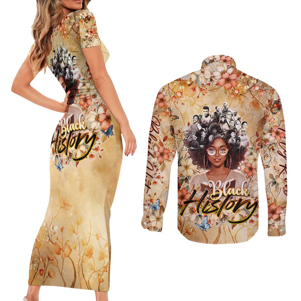 Black History My Roots Couples Matching Short Sleeve Bodycon Dress and Long Sleeve Button Shirt Civil Rights Leaders African Women