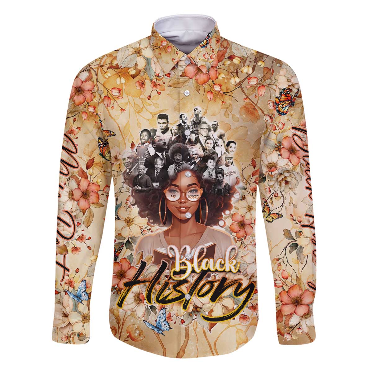 Black History My Roots Family Matching Off The Shoulder Long Sleeve Dress and Hawaiian Shirt Civil Rights Leaders African Women