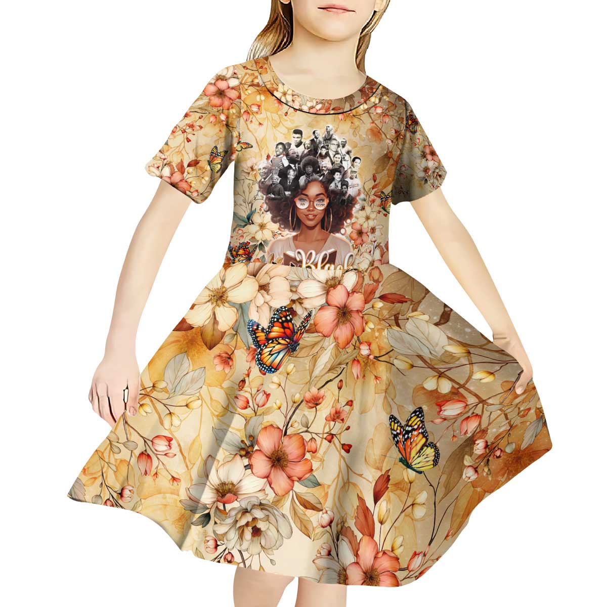 Black History My Roots Kid Short Sleeve Dress Civil Rights Leaders African Women