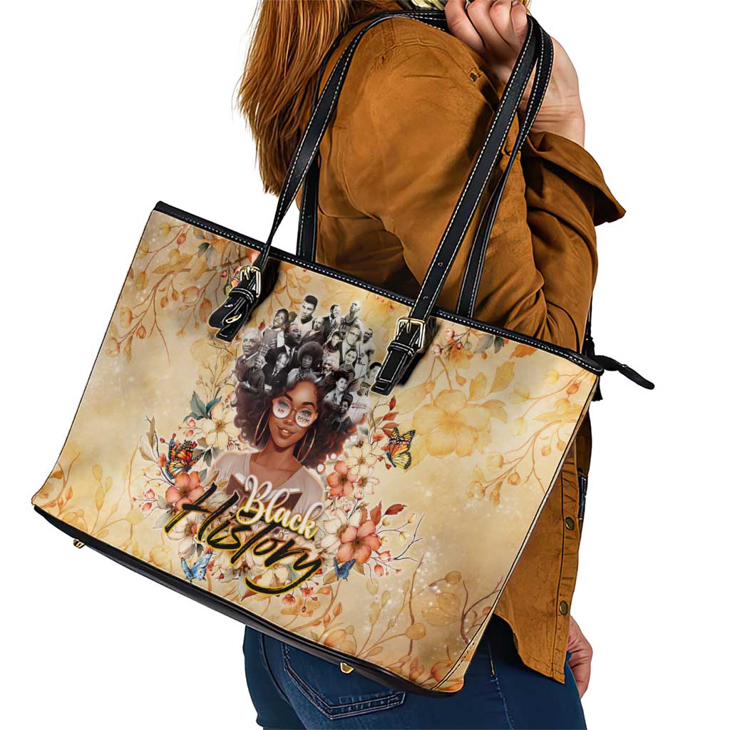 Black History My Roots Leather Tote Bag Civil Rights Leaders African Women