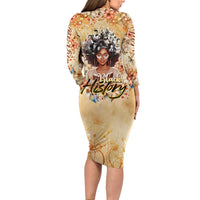 Black History My Roots Long Sleeve Bodycon Dress Civil Rights Leaders African Women