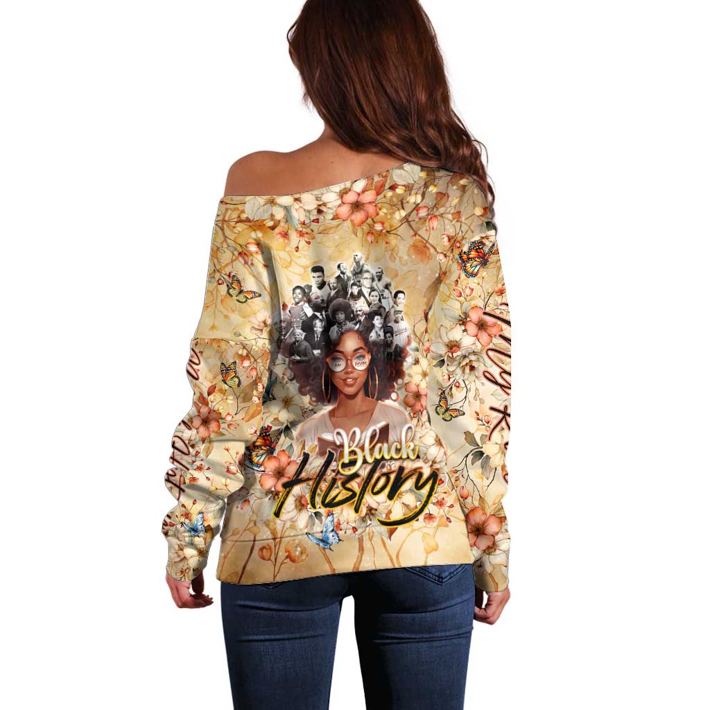 Black History My Roots Off Shoulder Sweater Civil Rights Leaders African Women