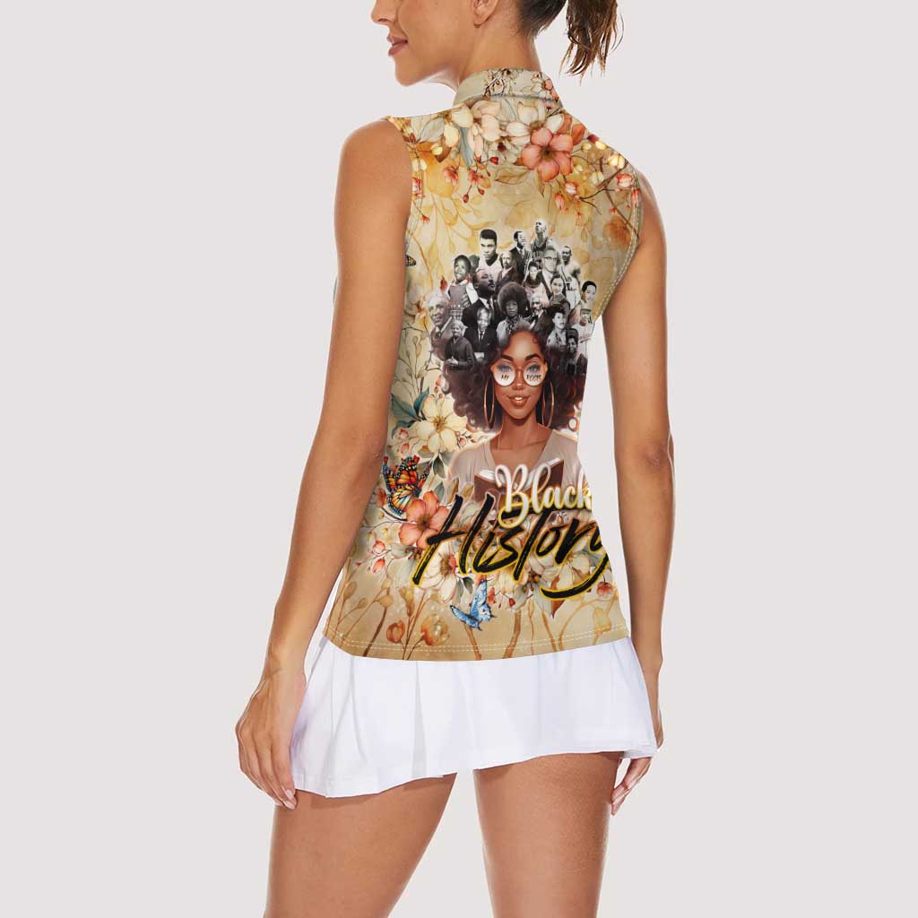 Black History My Roots Women Sleeveless Polo Shirt Civil Rights Leaders African Women