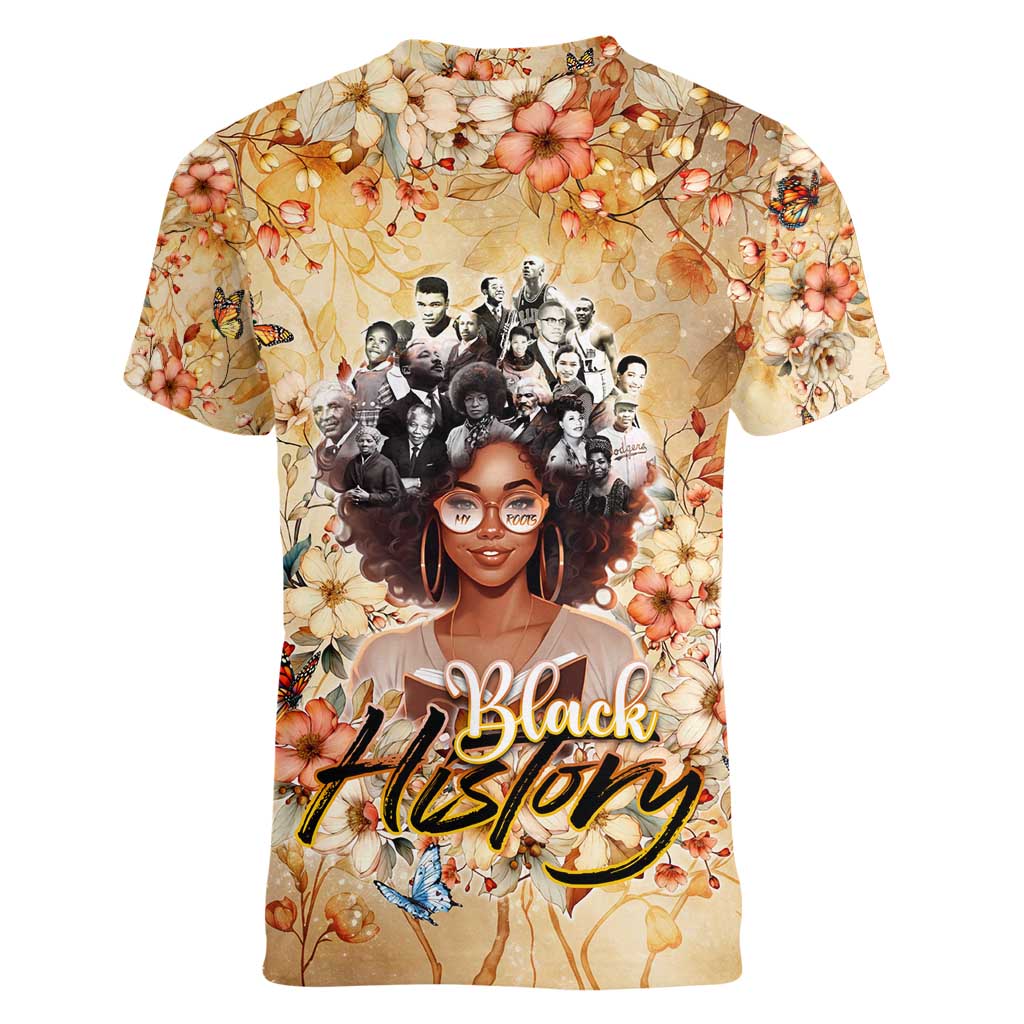 Black History My Roots Women V-Neck T-Shirt Civil Rights Leaders African Women