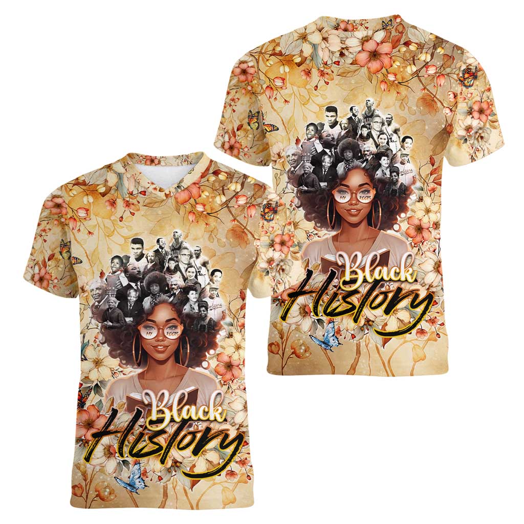 Black History My Roots Women V-Neck T-Shirt Civil Rights Leaders African Women