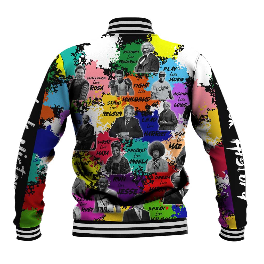 Black History Month Baseball Jacket African American Paint Splashes