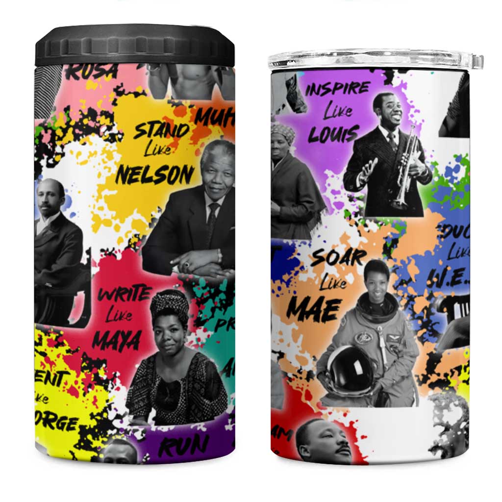 Black History Month 4 in 1 Can Cooler Tumbler African American Paint Splashes